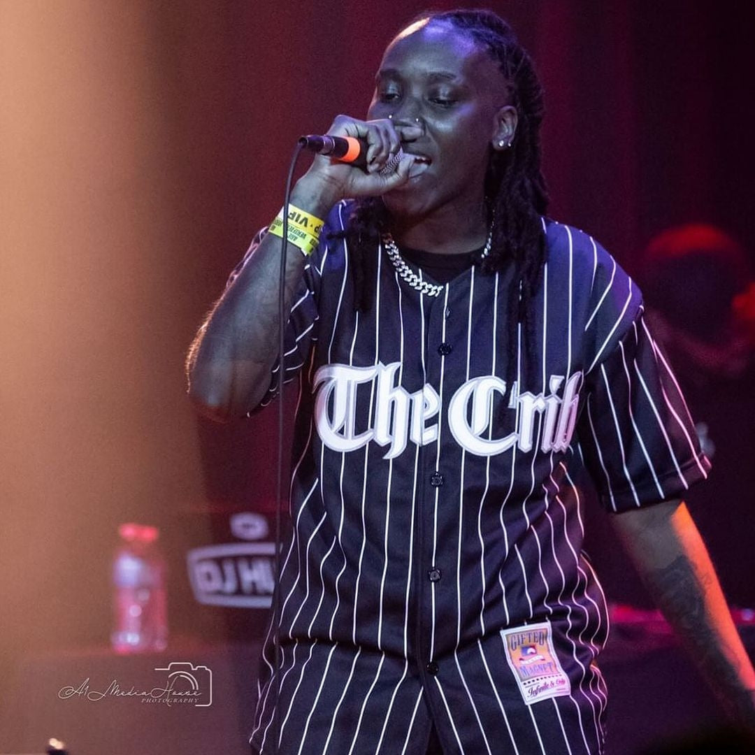 The Crib® Comiskey Jersey - BLACK w/ White Pinstripes