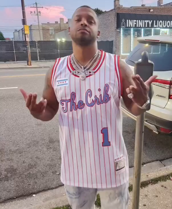 Basketball Jersey (CUSTOM) - WHITE w/ Red Pinstripes
