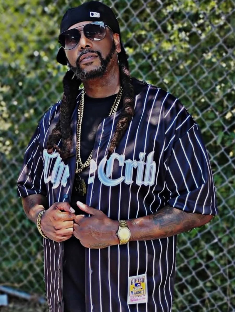 Comiskey Baseball Jersey (CUSTOM) - BLACK w/ White Pinstripes