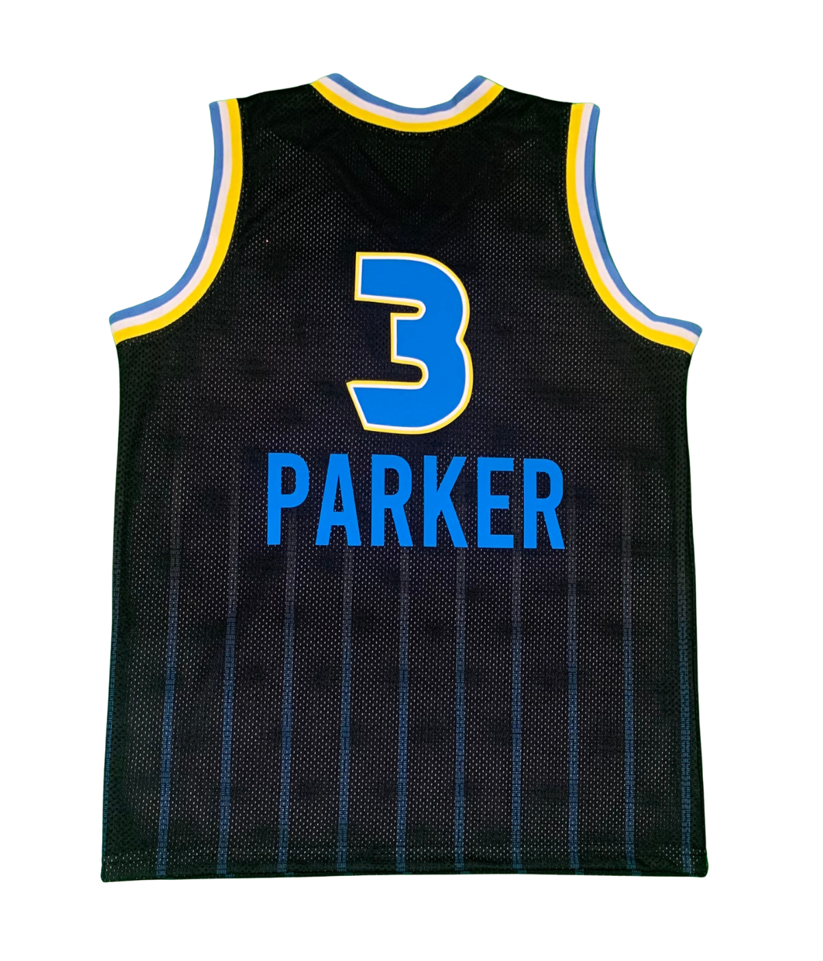 Fyetown™ Basketball Jersey (CUSTOM) - BLACK w/ Blue Pinstripes