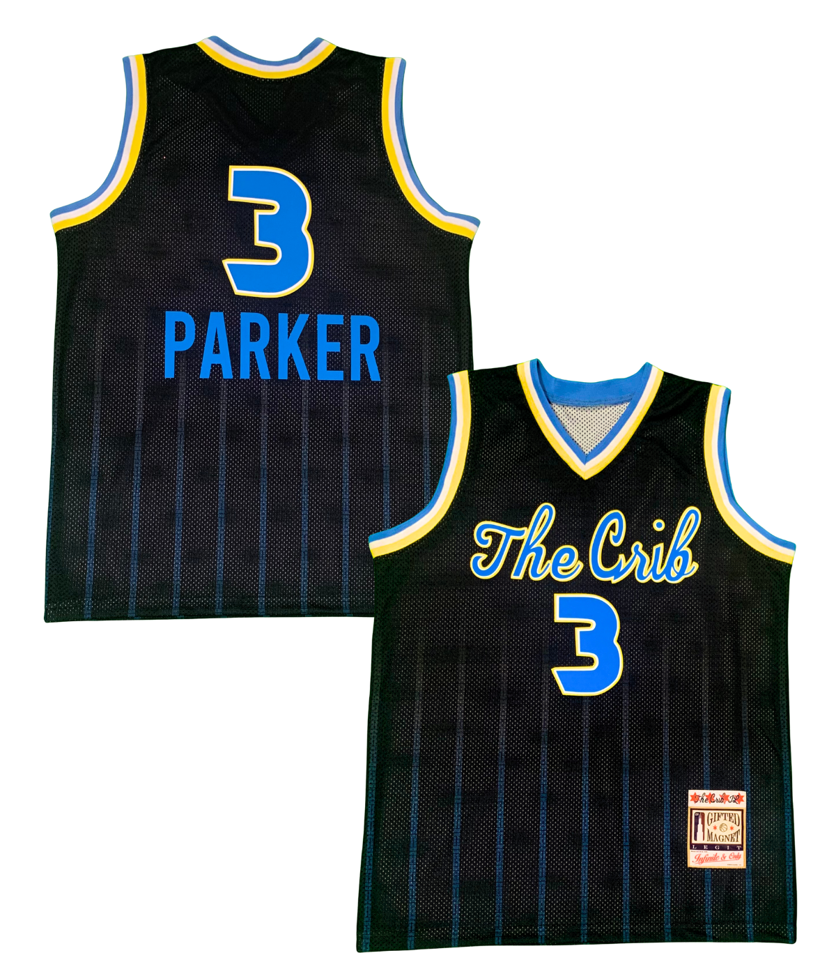 The Crib® Custom Jersey - BLACK w/ Blue Pinstripes