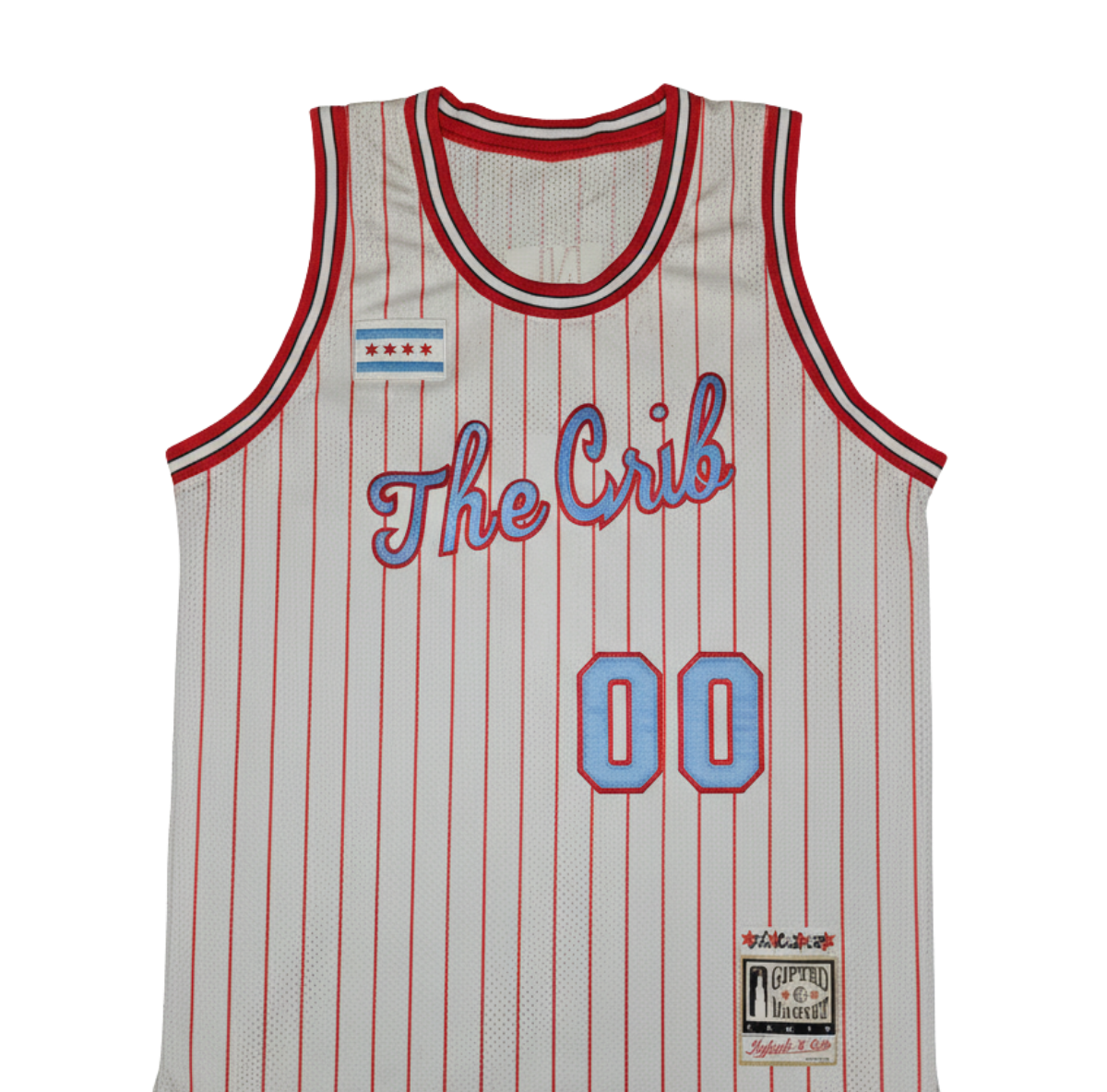 Basketball Jersey (CUSTOM) - WHITE w/ Red Pinstripes