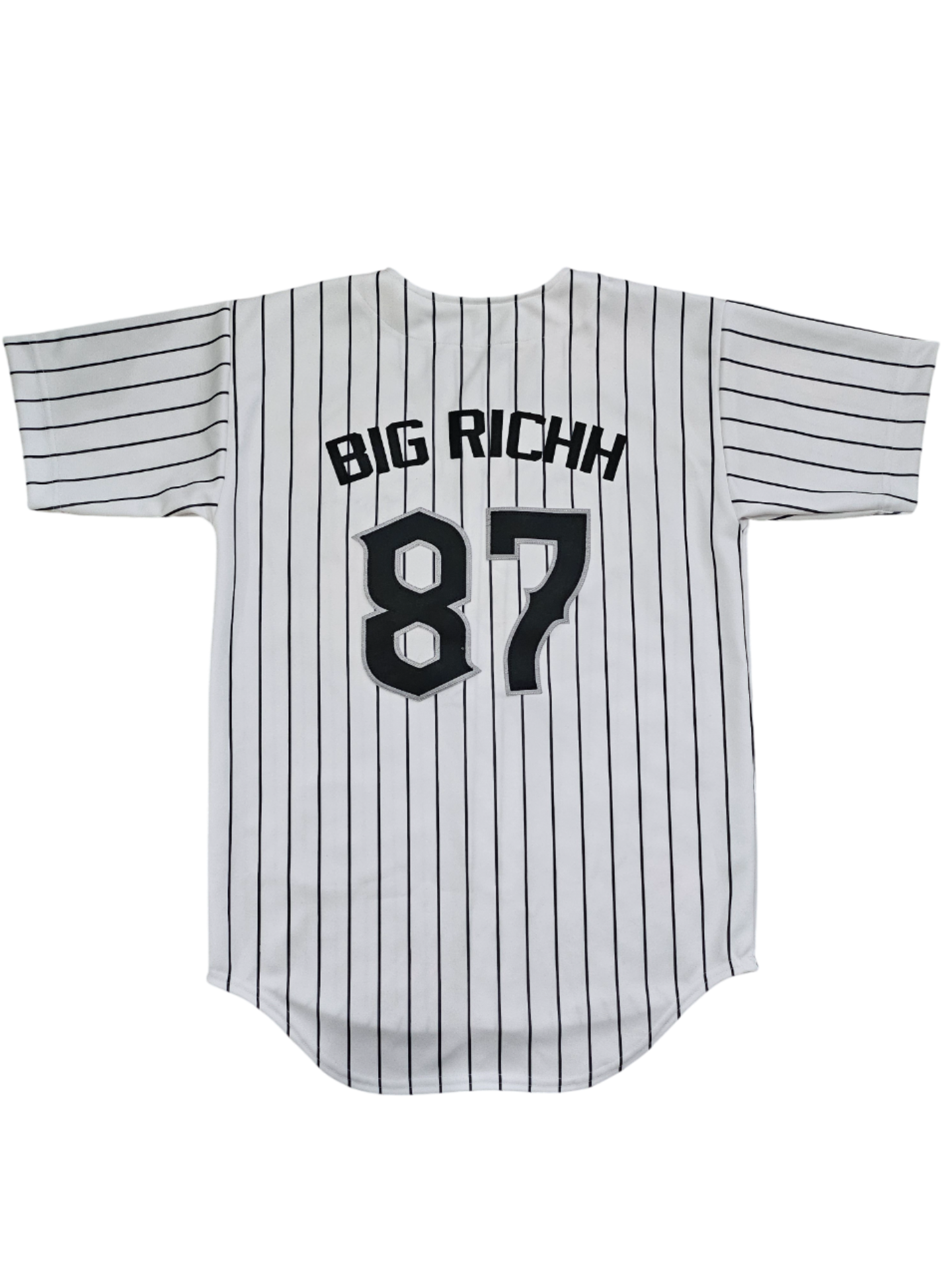 Comiskey Baseball Jersey (CUSTOM) - WHITE w/ Black Pinstripes