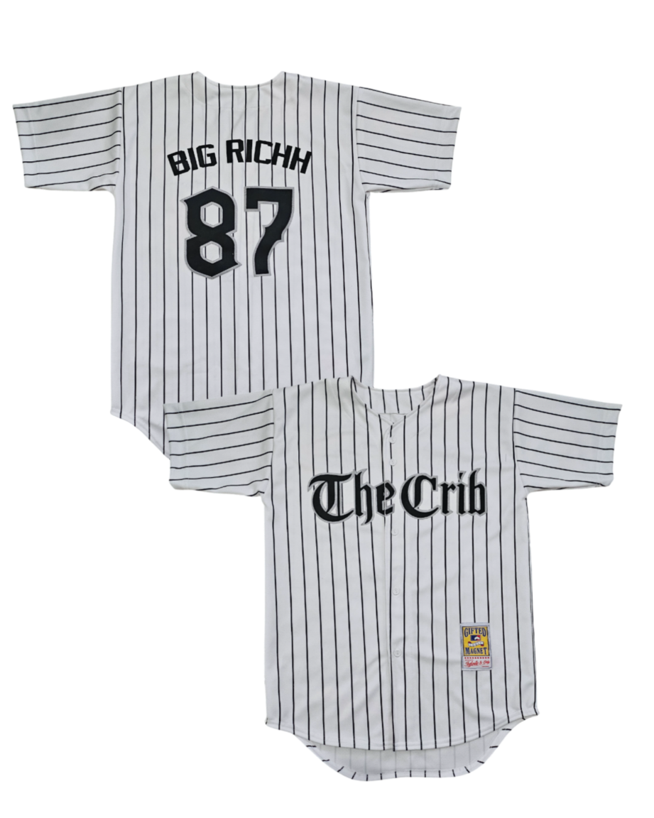 The Crib® Comiskey Jersey - WHITE w/ Black Pinstripes