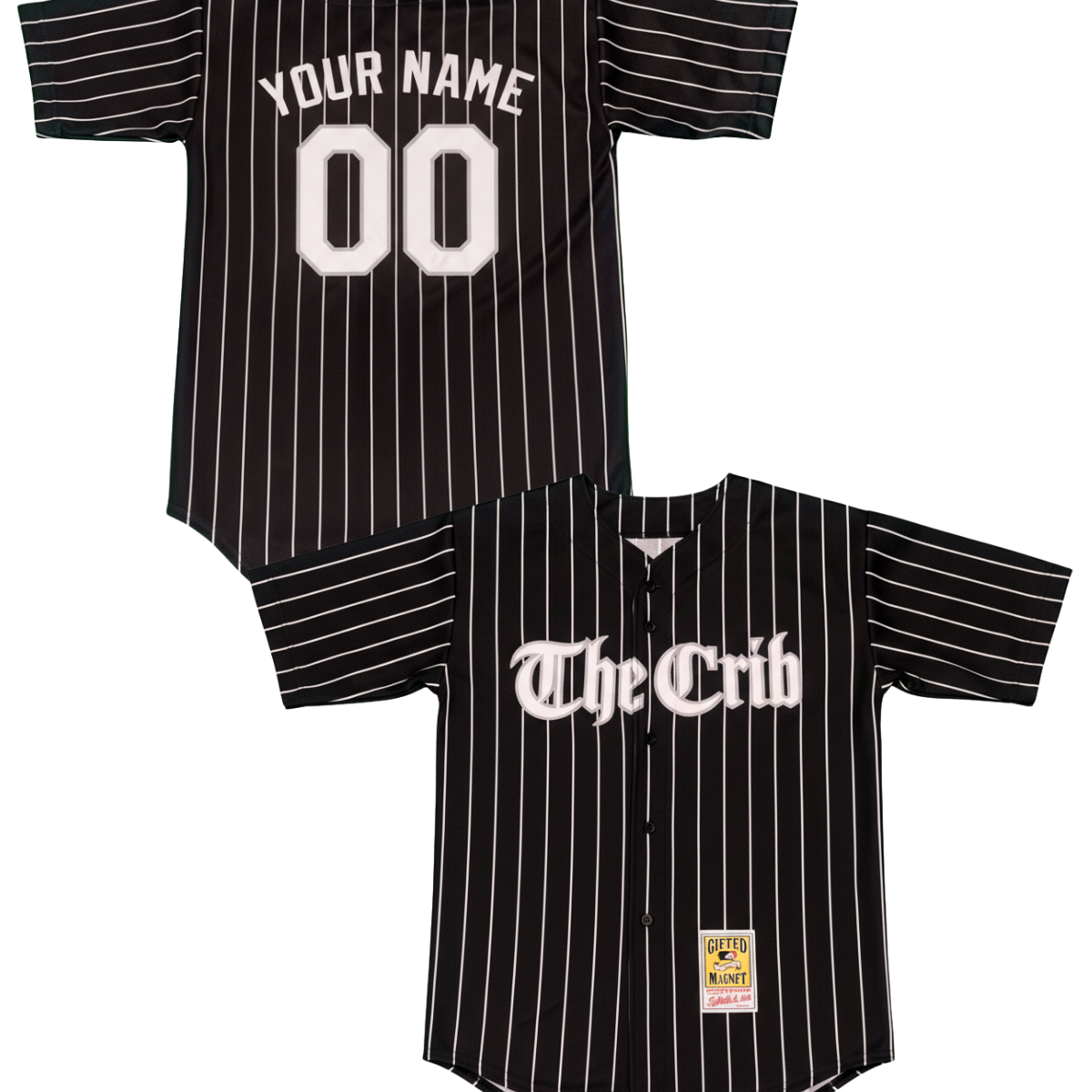 Pinstripe baseball Jersey 美品 黒M Comiskey Baseball Jersey (CUSTOM) - BLACK w/ White Pinstripes