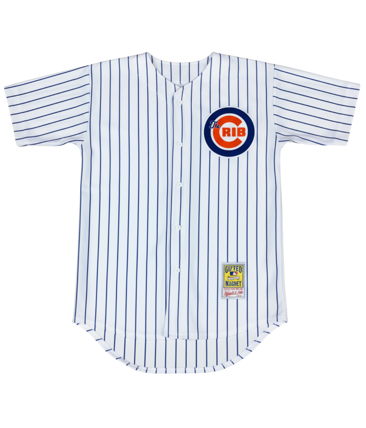 Wrigley Baseball Jersey (CUSTOM) - WHITE w/ Blue Pinstripes