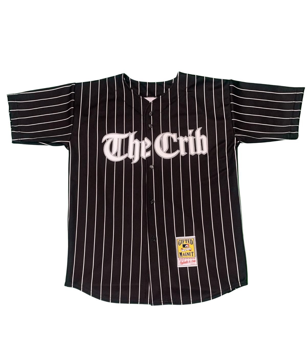 The Crib® Comiskey Jersey - BLACK w/ White Pinstripes
