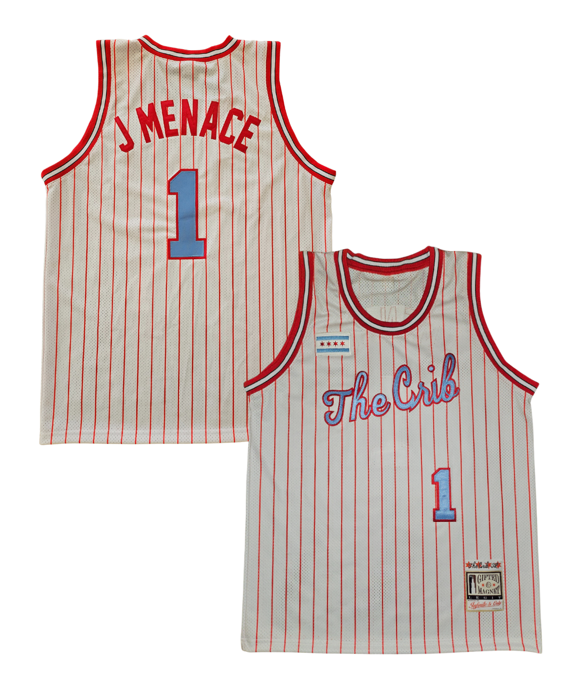 The Crib® Custom Jersey - WHITE w/ Red Pinstripes