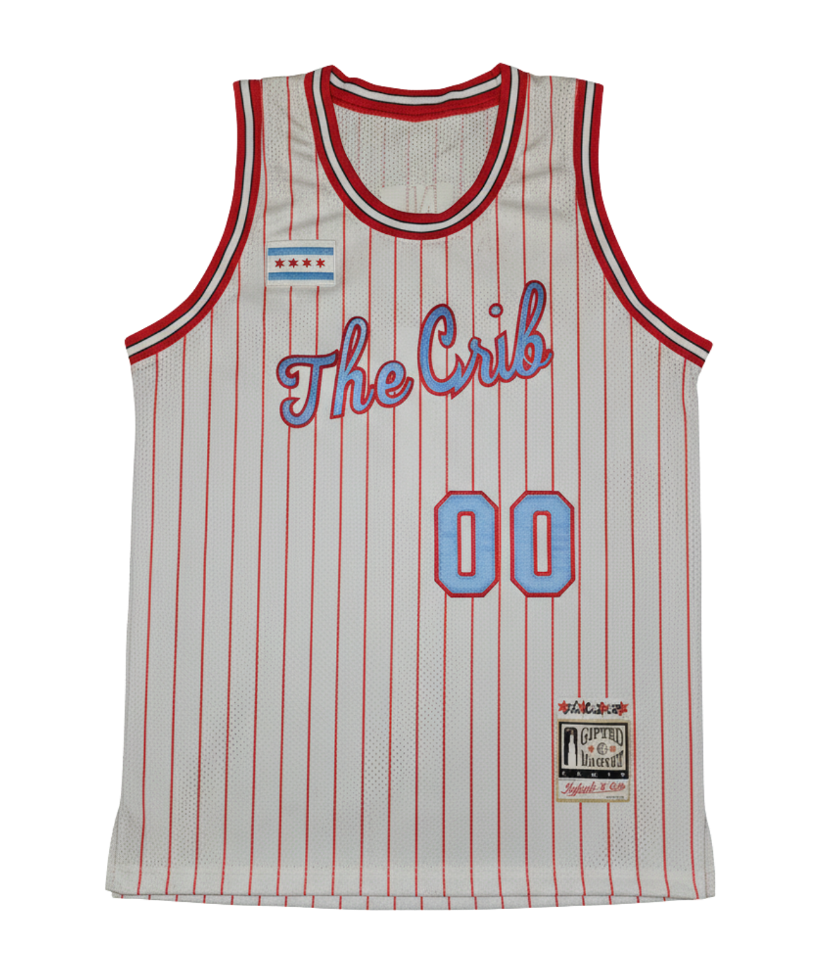 Basketball Jersey (CUSTOM) - WHITE w/ Red Pinstripes