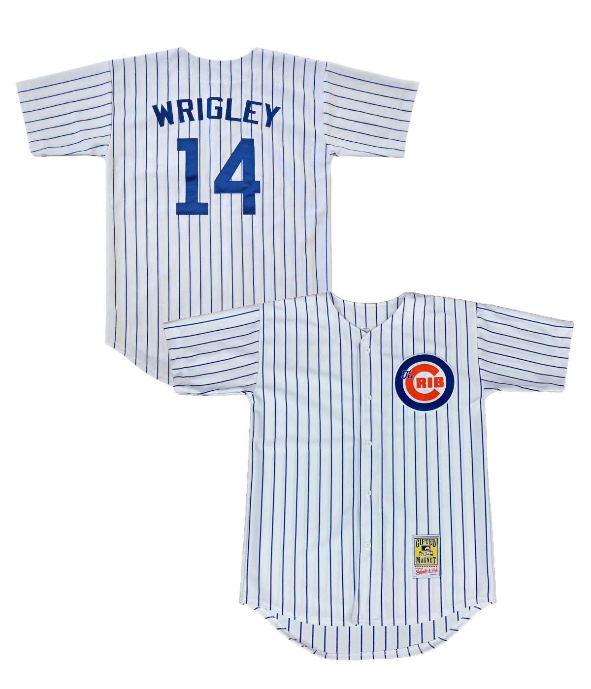 The Crib® Wrigley Jersey - WHITE w/ Blue Pinstripes