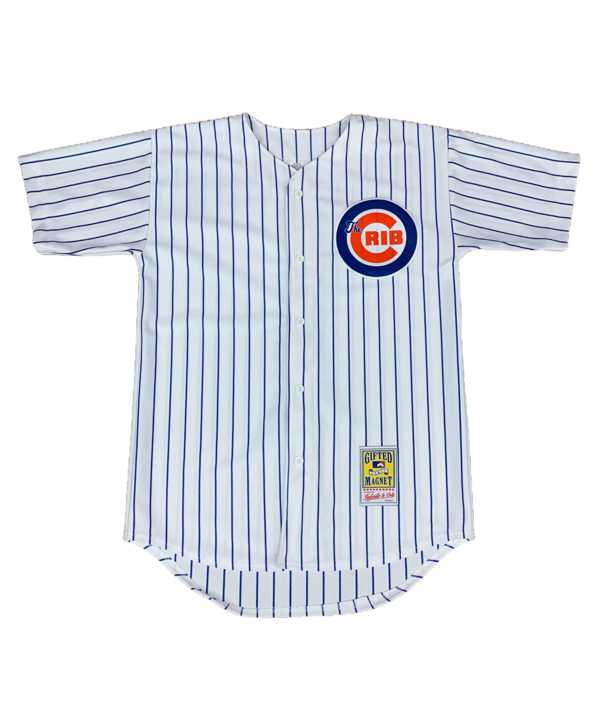 The Crib® Wrigley Jersey - WHITE w/ Blue Pinstripes