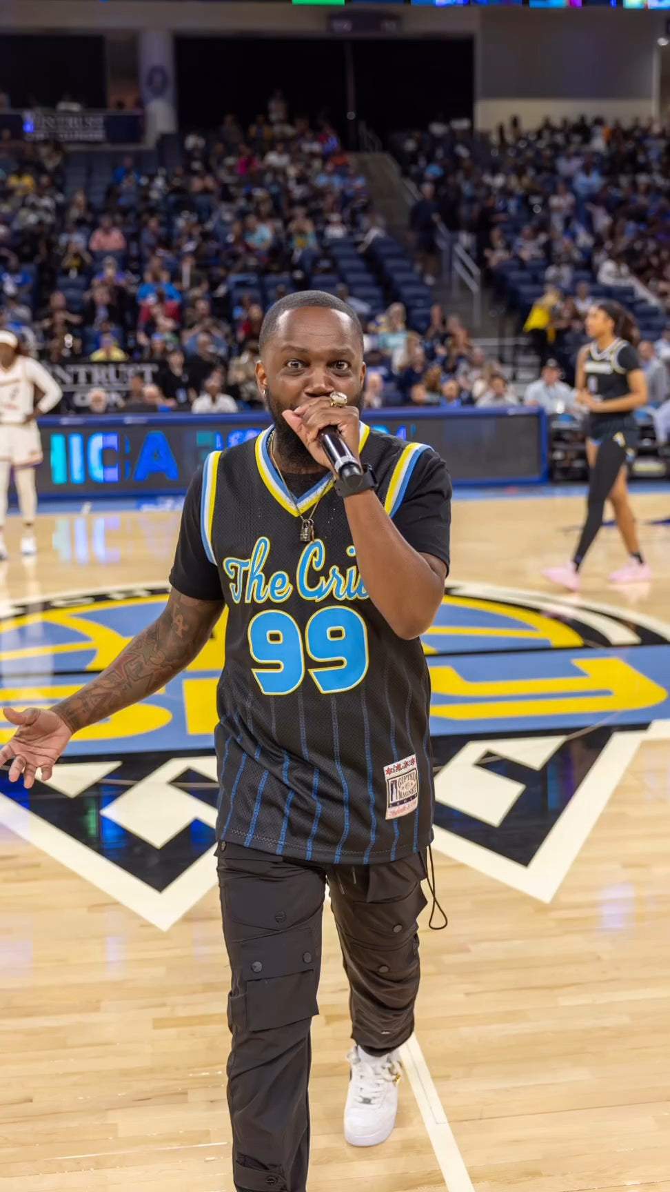 Fyetown™ Basketball Jersey (CUSTOM) - BLACK w/ Blue Pinstripes